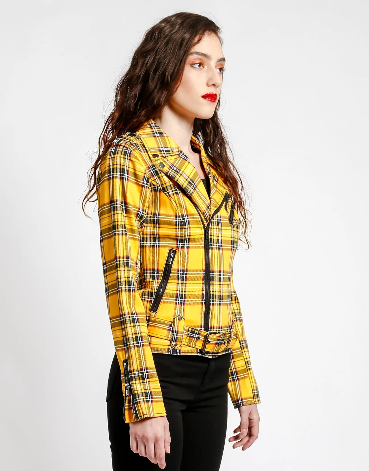 Wild Child Motorcycle Jacket Plaid Print