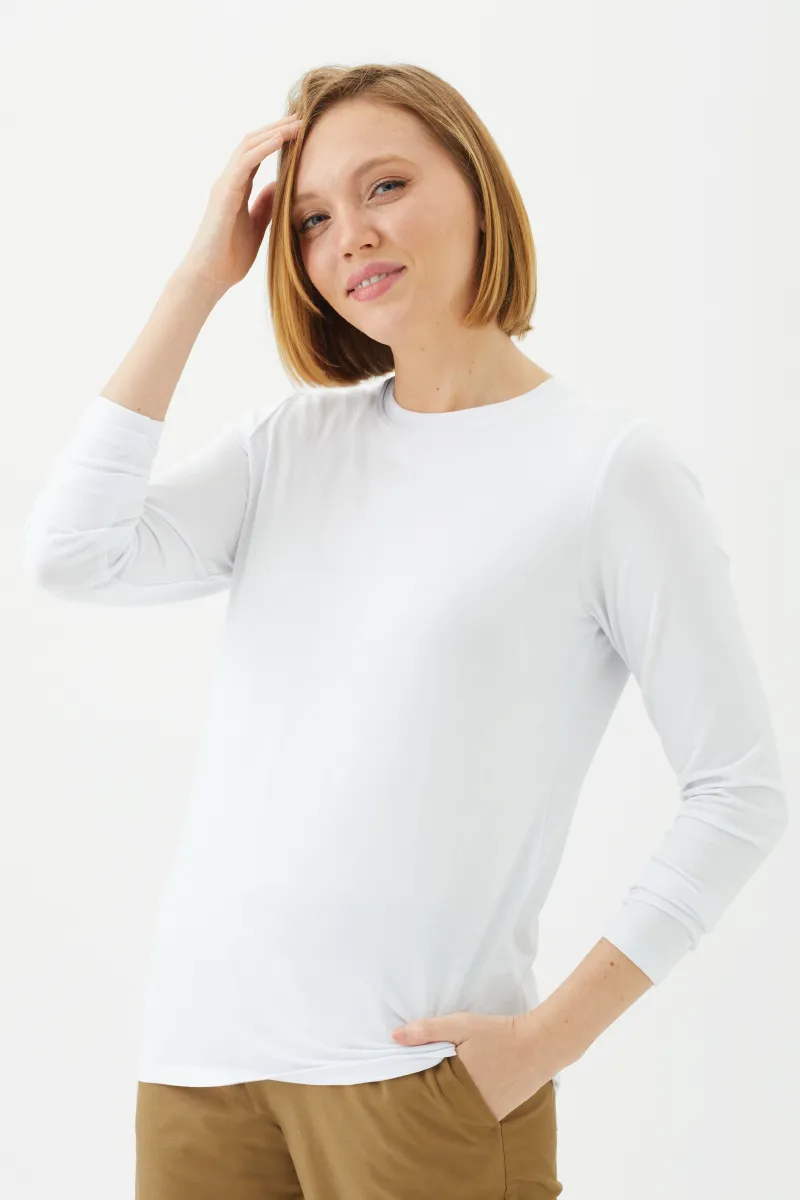 Women's Bamboo Cotton Long-Sleeve Crew Tee-All Sales Final