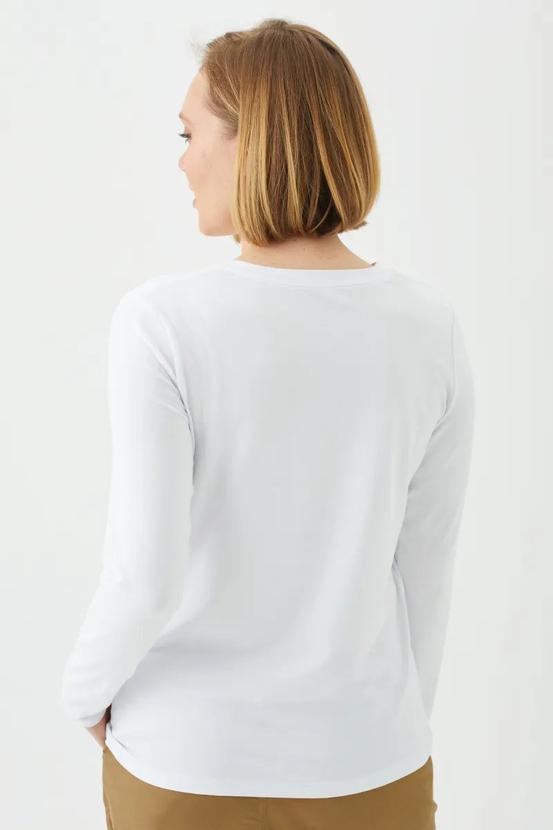 Women's Bamboo Cotton Long-Sleeve Vneck Tee-All Sales Final