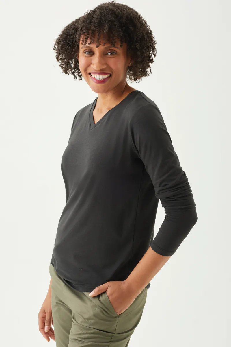 Women's Bamboo Cotton Long-Sleeve Vneck Tee-All Sales Final