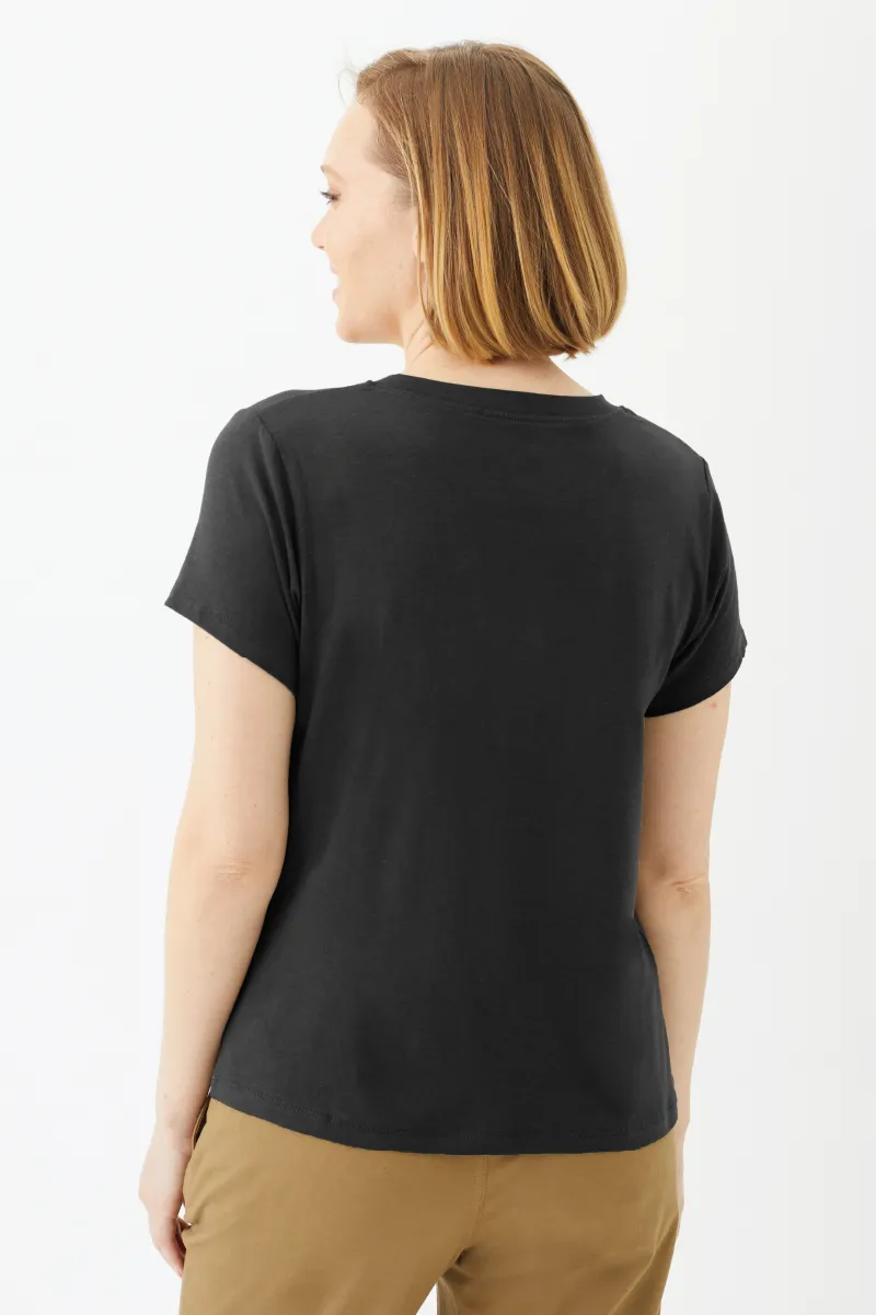 Women's Bamboo Cotton Short-Sleeve Henley Tee-All Sales Final