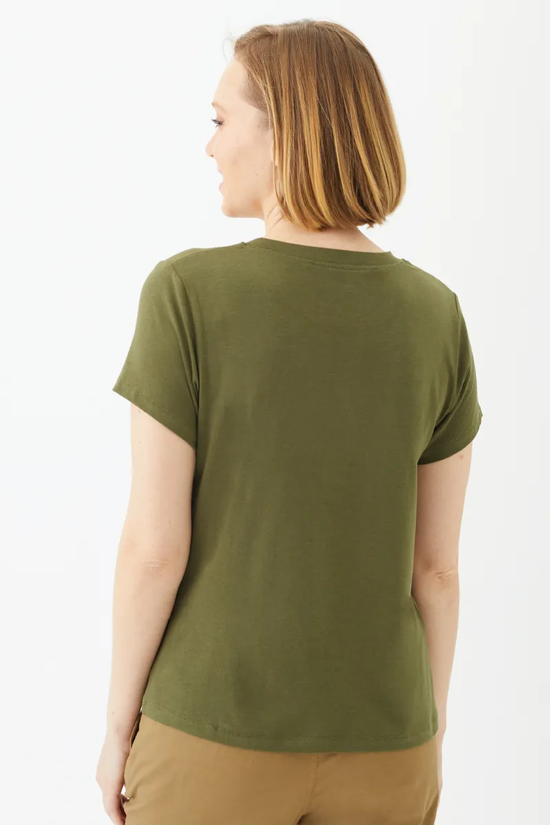 Women's Bamboo Cotton Short-Sleeve Henley Tee-All Sales Final