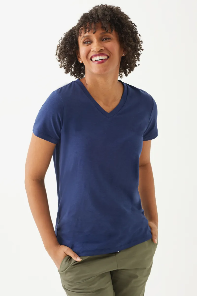 Women's Bamboo Cotton Short-Sleeve Vneck Tee-All Sales Final