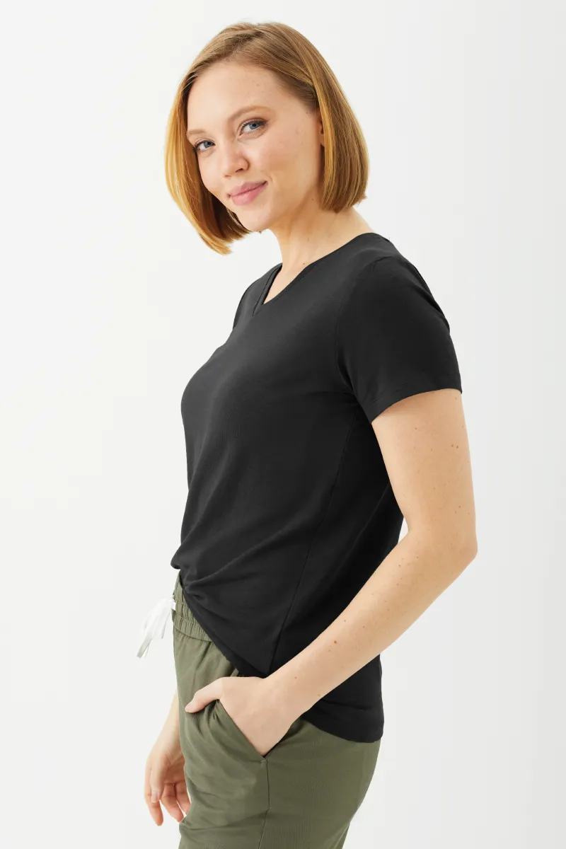 Women's Bamboo Cotton Short-Sleeve Vneck Tee-All Sales Final