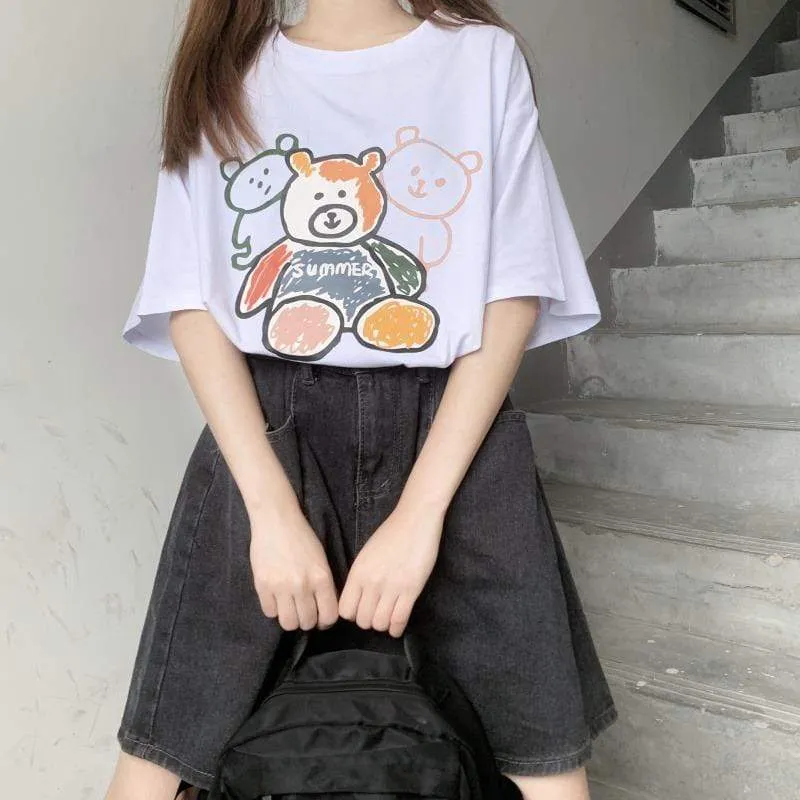 Women's Casual Little Bear Printed T-shirts