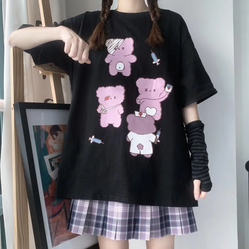 Women's Cute Bear Printed Maxi T-shirts