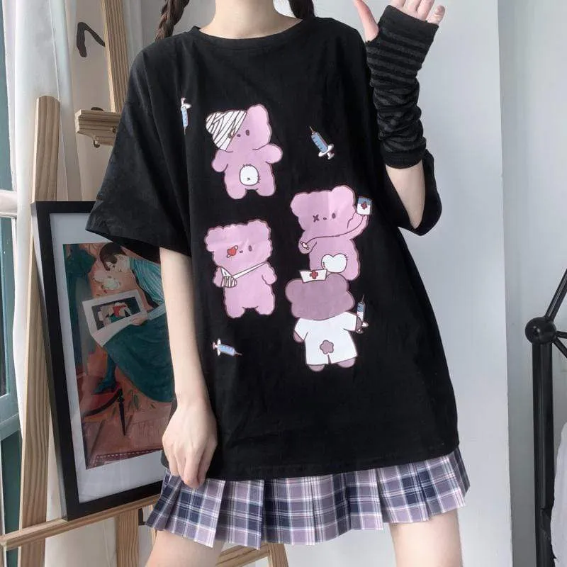 Women's Cute Bear Printed Maxi T-shirts