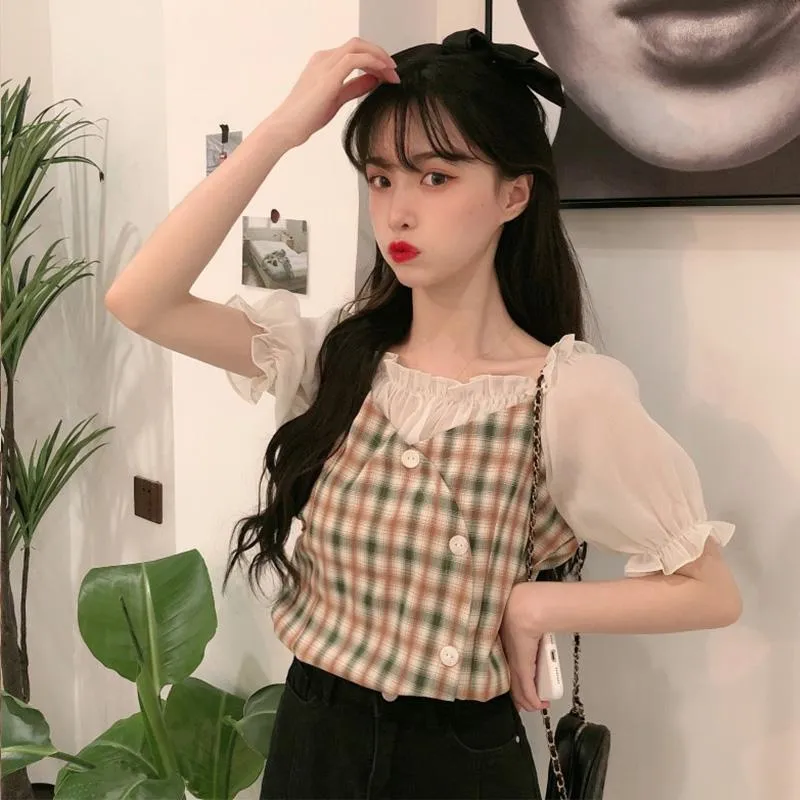 Women's Cute False Two Pieces Loose Shirts