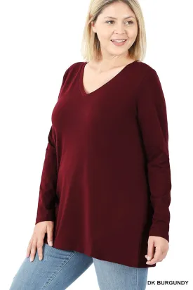 Zenana Plus Cotton V-Neck Basic T-Shirt