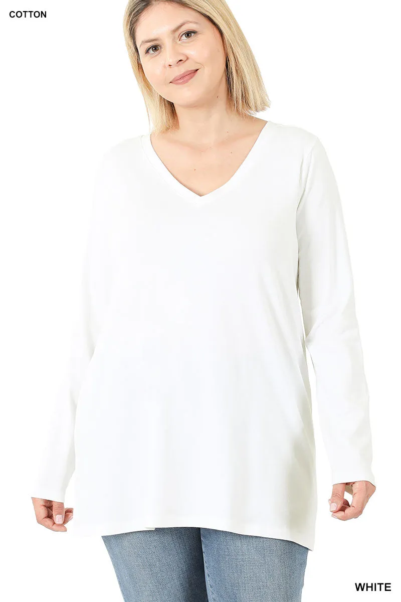 Zenana Plus Cotton V-Neck Basic T-Shirt